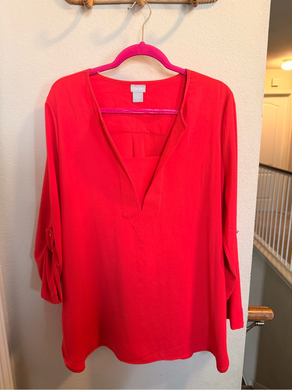 Chico's Bright Red V-Neck Tunic